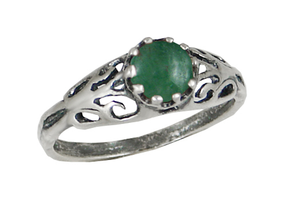 Sterling Silver Filigree Ring With Jade Size 9